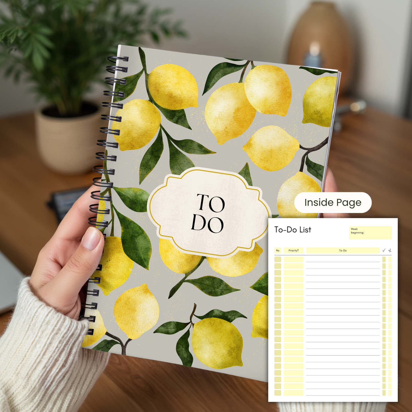 Lemon Zest To-Do List Notebook, A5 or A4 Sizes, back to school notebook, work to do list notepad