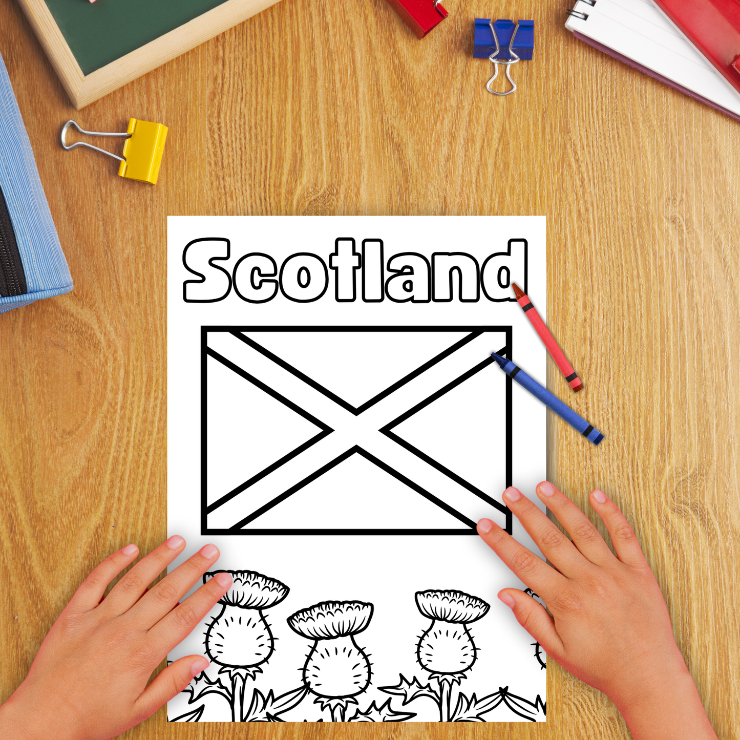 Scotland colouring sheet pack - 5 designs, 20 sheets