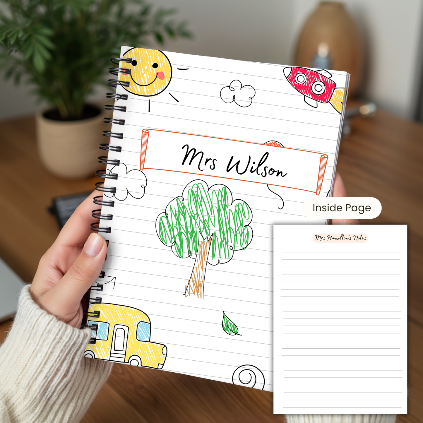 Personalised Teacher/ School Assistant/ Head Teacher Notebook A5 or A4 sizes, End of term gift, Teacher Notebooks stationery