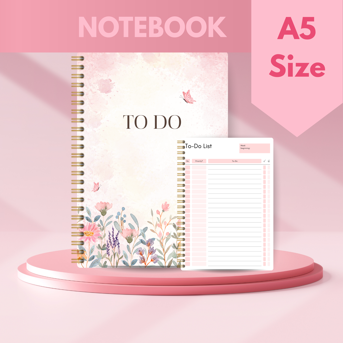 Floral To Do List Notebook - A5