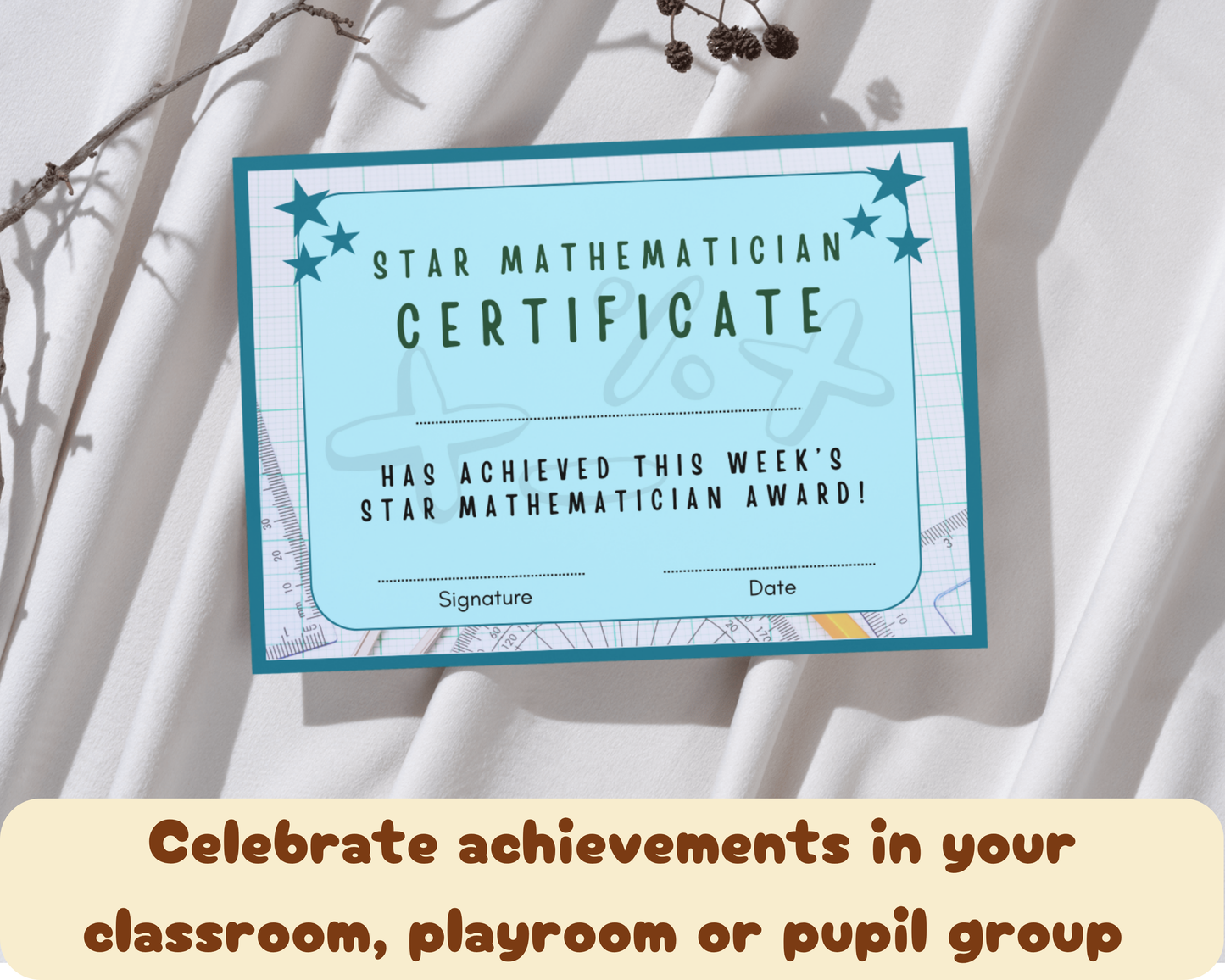 Printed Mathematician of the Week Pupil Award, A4 or A5 certificates, classroom management resources, teacher class resources, home school