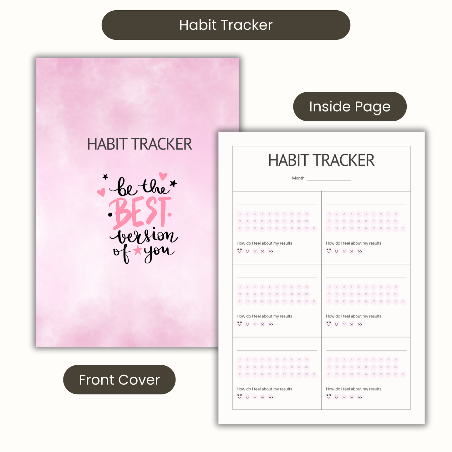 Habit Tracker Pink Notebook A5 or A4 sizes , Habit organiser notebook, Daily journal tracker, Manifest, cute stationery