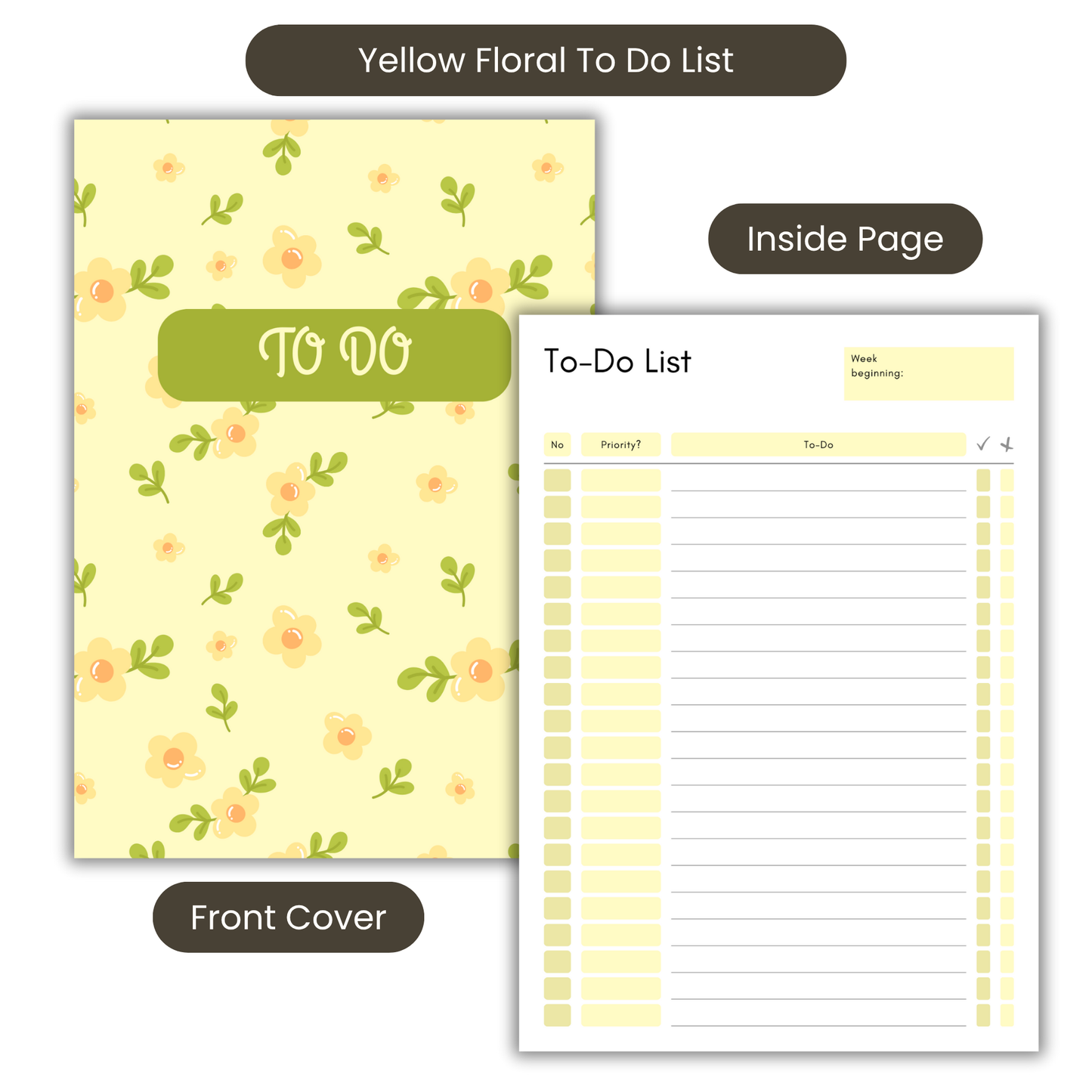 Ditsy Bloom To-Do List Notebook – A5 or A4 Weekly Planner, back to school notebook, work to do list notepad