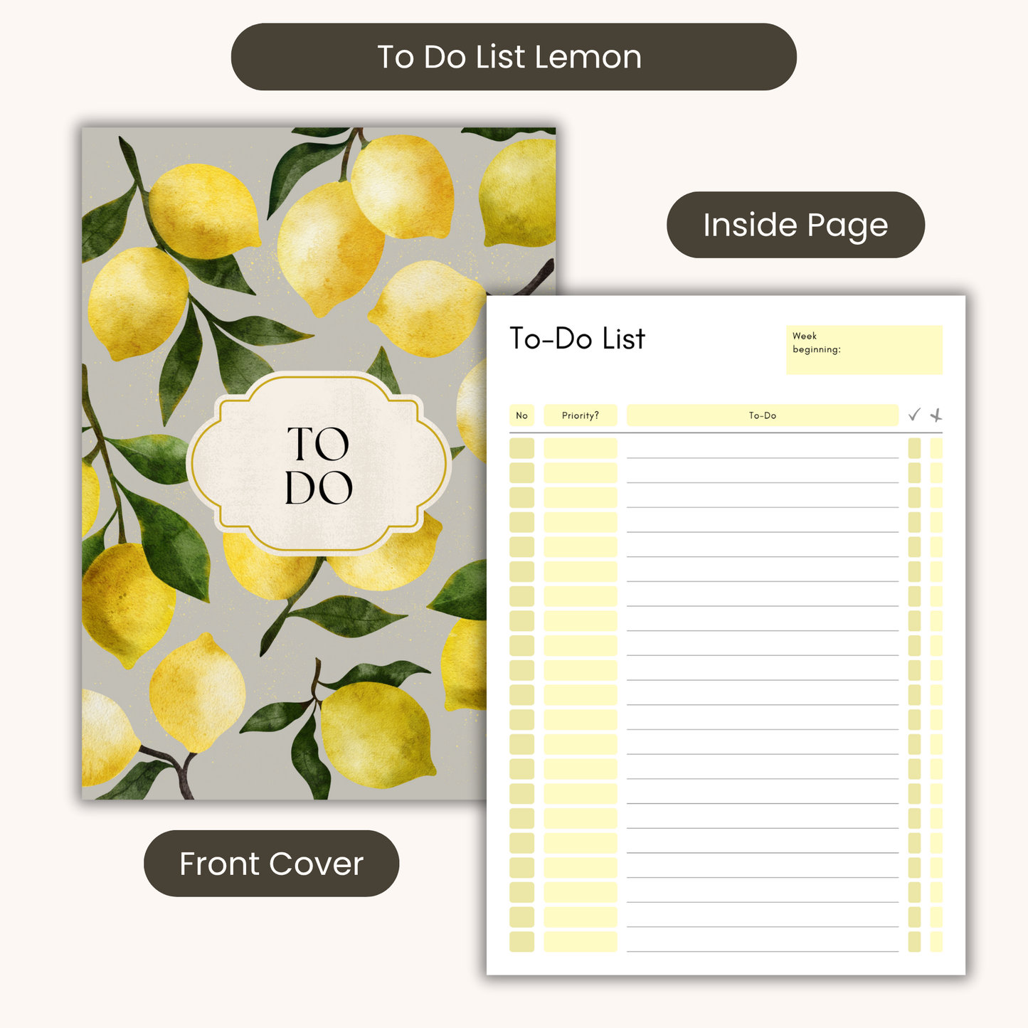 Lemon Zest To-Do List Notebook, A5 or A4 Sizes, back to school notebook, work to do list notepad