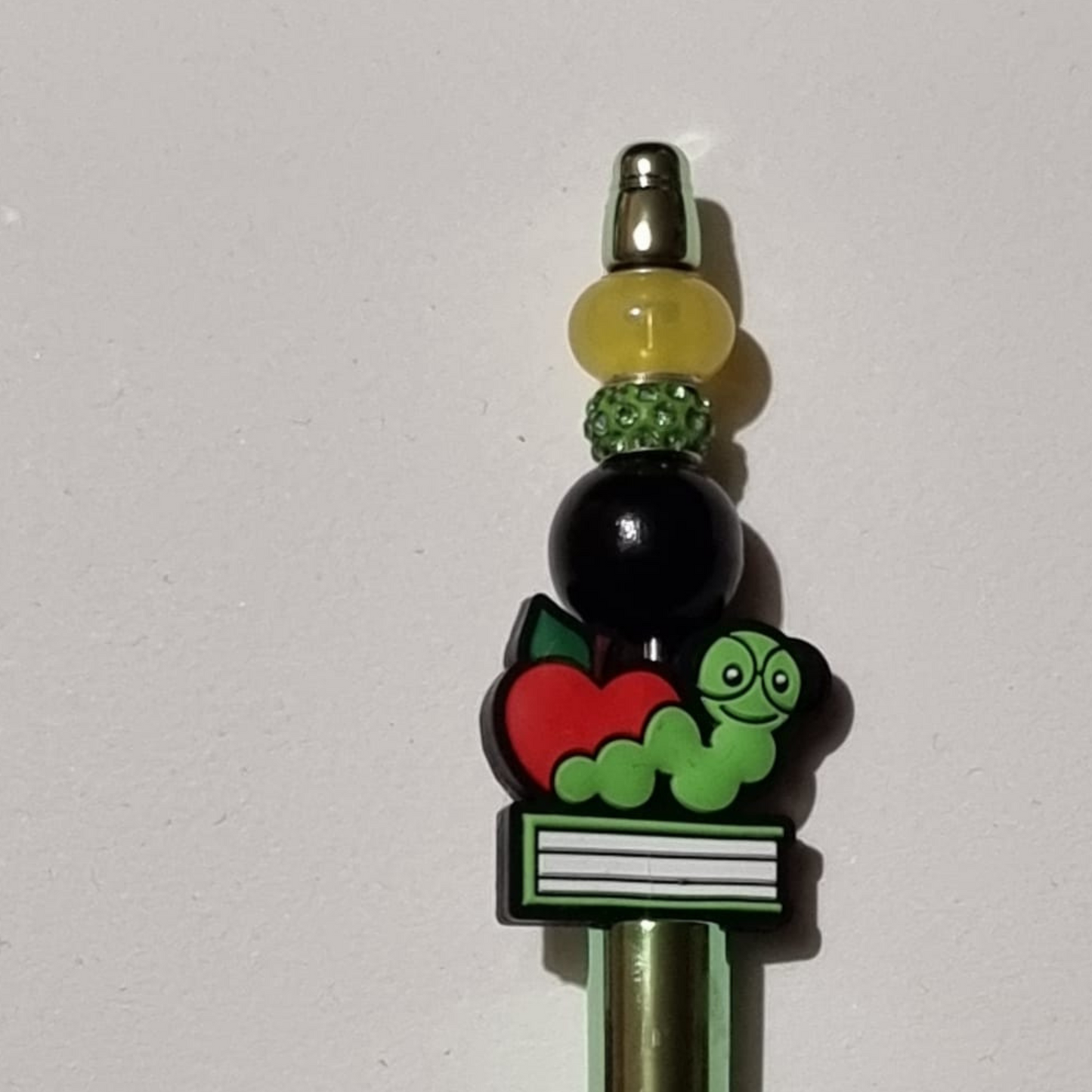 Teacher/Book Beaded Pen - Handmade beaded pen black ink, Cute stationery pen
