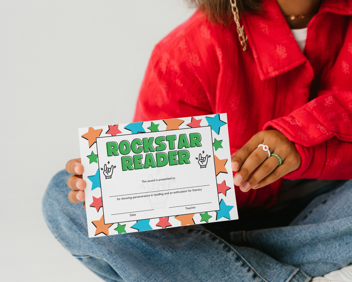 Printed Rockstar Reader Award Pupil Certificate, A4 or A5 certificates, classroom management resources, teacher class resources, home school