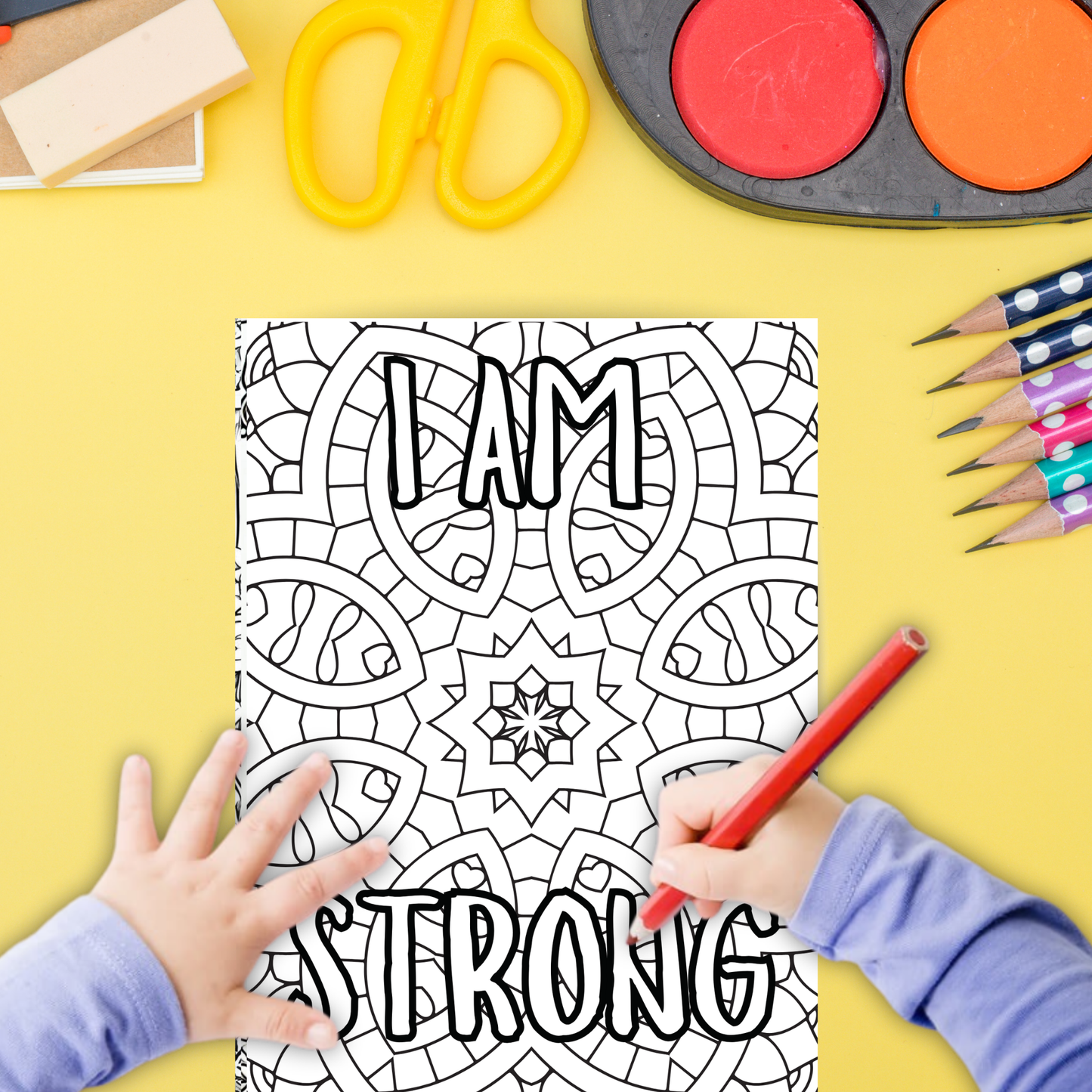 Positive Affirmations colouring sheet pack - 4 designs, 20 sheets, Kids and Adult colouring pack, bespoke colouring sheet stationery