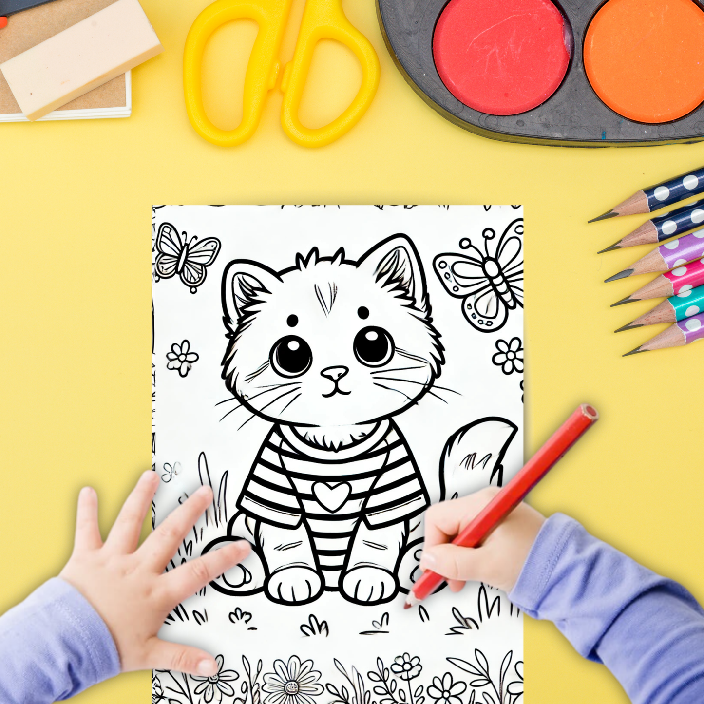 Kittens colouring sheet pack - 5 designs, 20 sheets, Kids and Adult colouring pack, cat mum gift