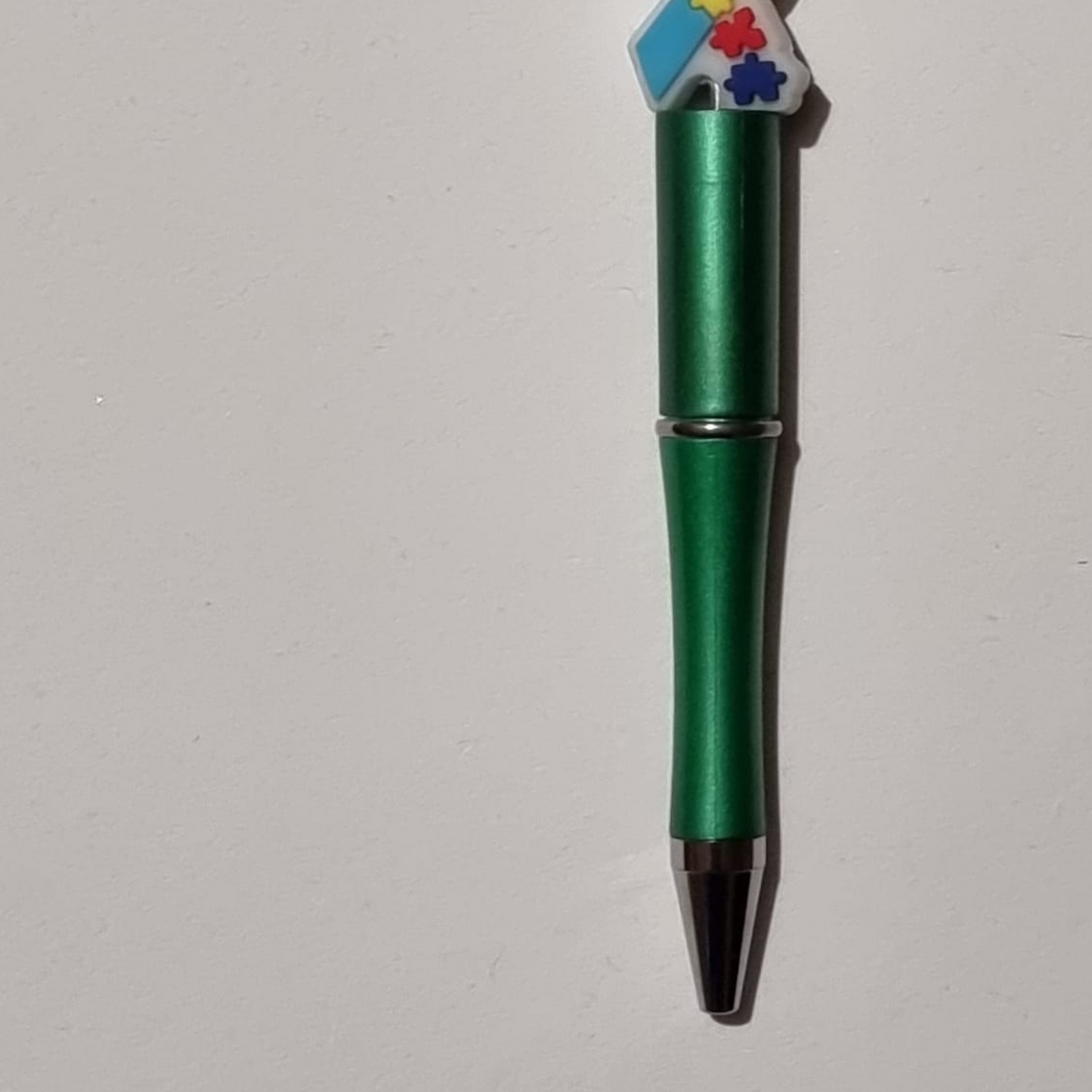 Autism Awareness Beaded Pen - Handmade beaded pen black ink, Cute stationery pen