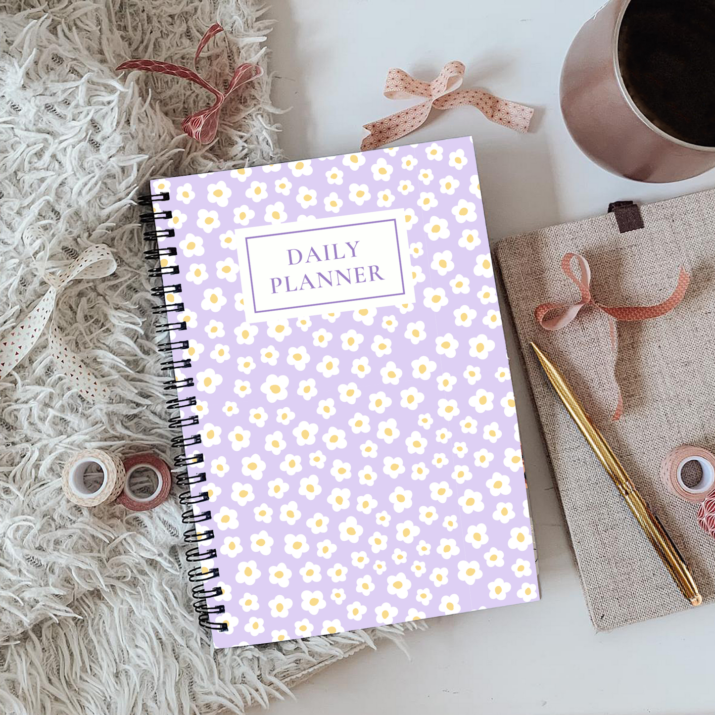 Lilac Daisies Daily Planner A5 or A4 inserts, Daily Journal, Work Student Planner