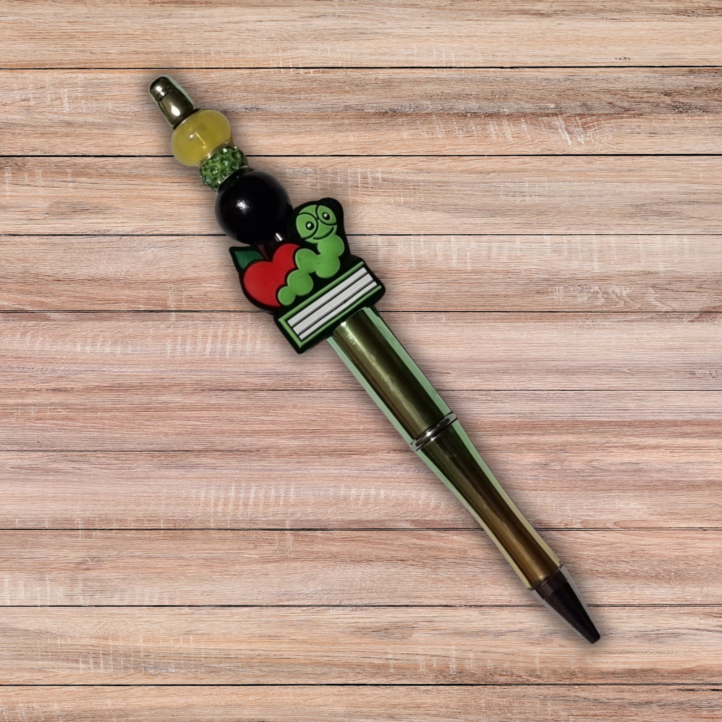 Teacher/Book Beaded Pen - Handmade beaded pen black ink, Cute stationery pen