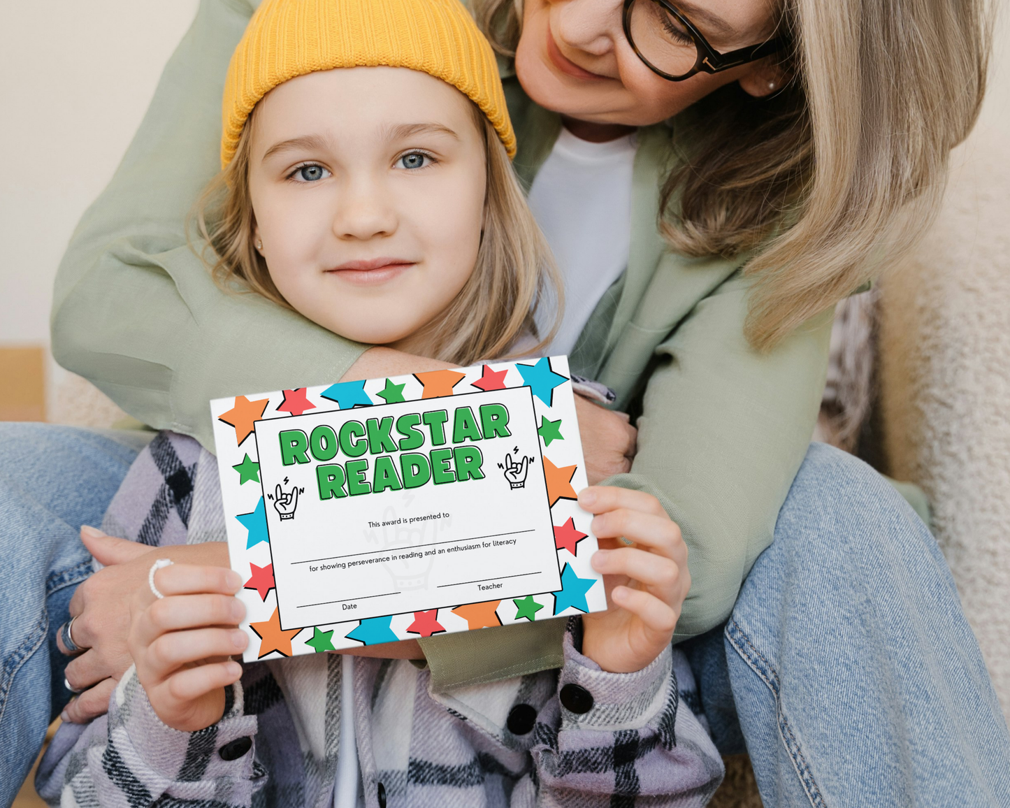 Printed Rockstar Reader Award Pupil Certificate, A4 or A5 certificates, classroom management resources, teacher class resources, home school