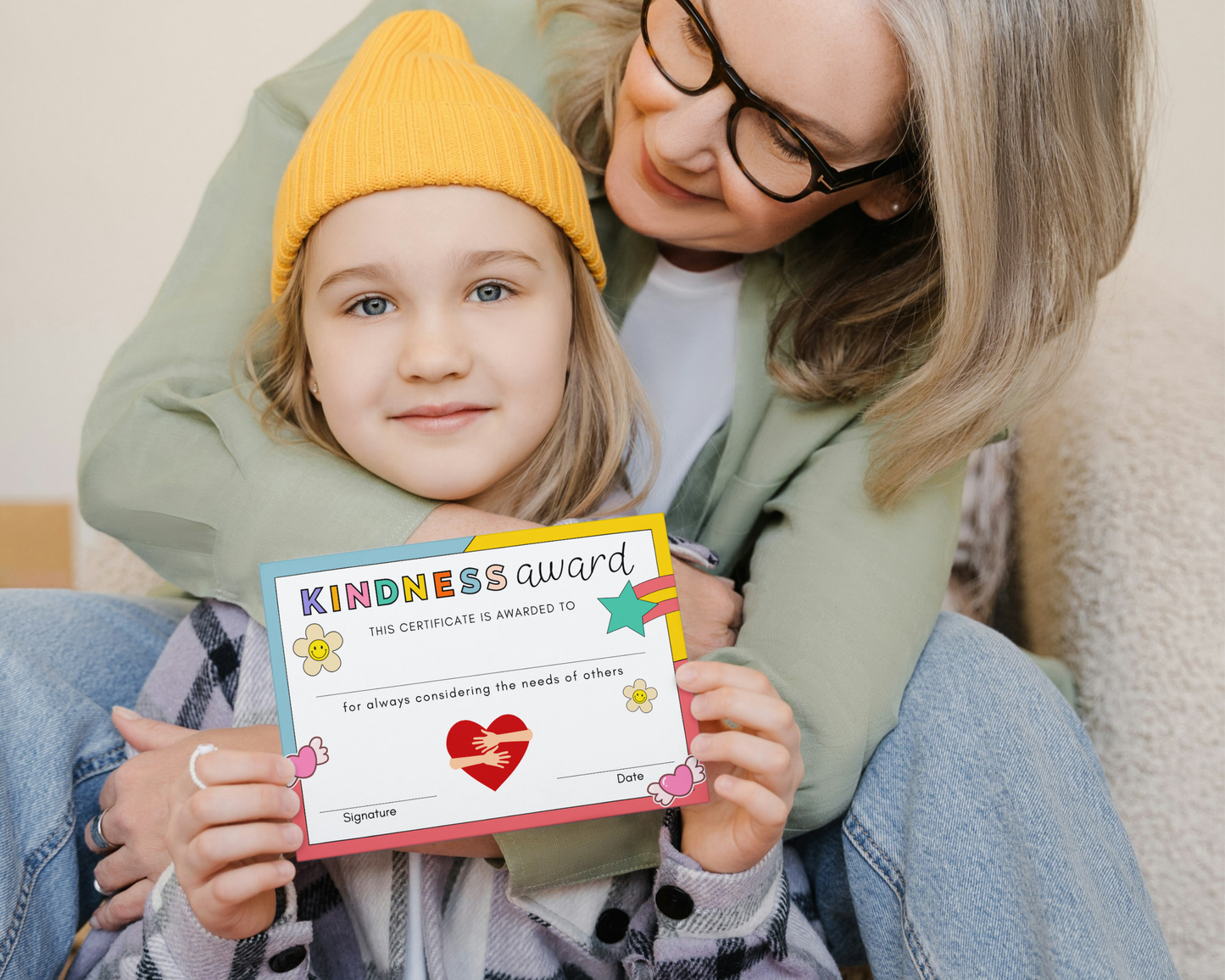Printed Kindness Award Pupil Certificate, A4 or A5 certificates, classroom management resources, teacher class resources, home school