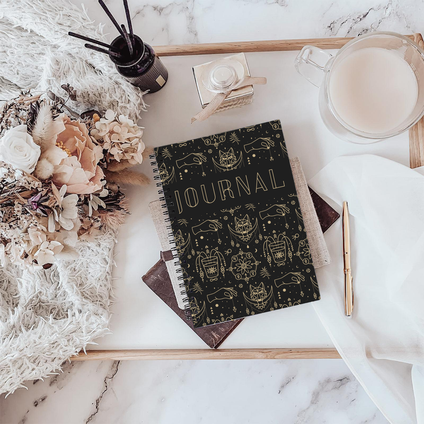 Journal Black/Gold Design A5 or A4, Daily Journal, Manifestation planner, Notebooks