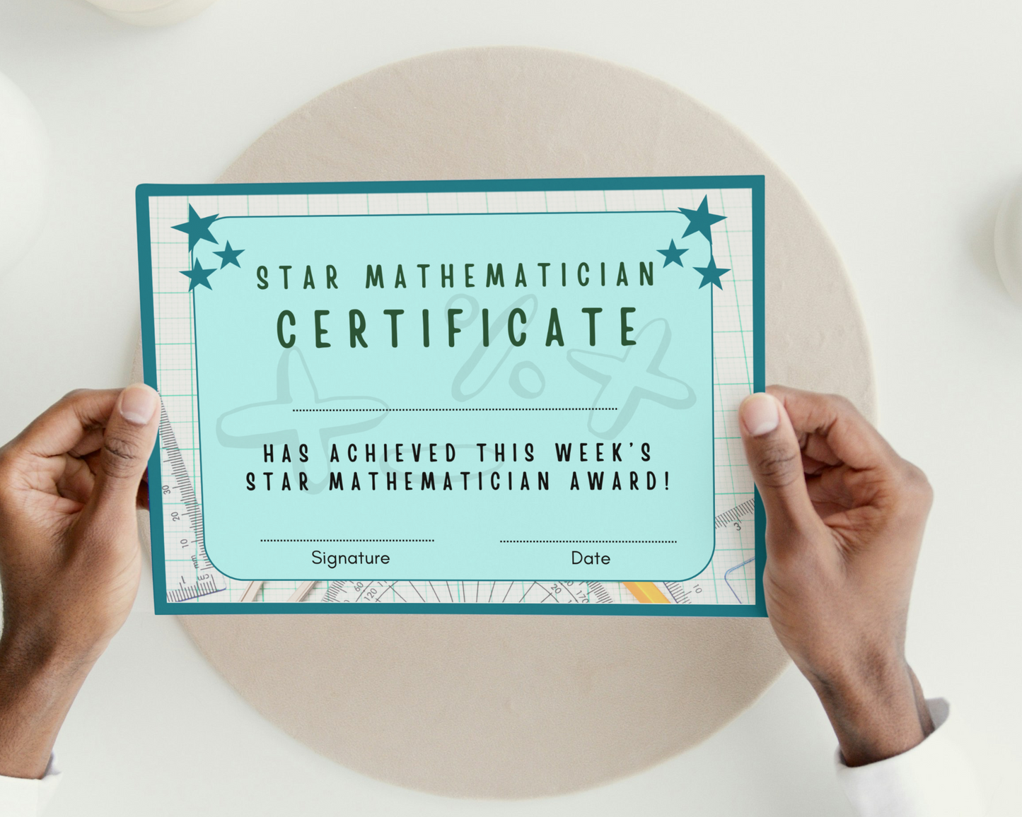 Printed Mathematician of the Week Pupil Award, A4 or A5 certificates, classroom management resources, teacher class resources, home school
