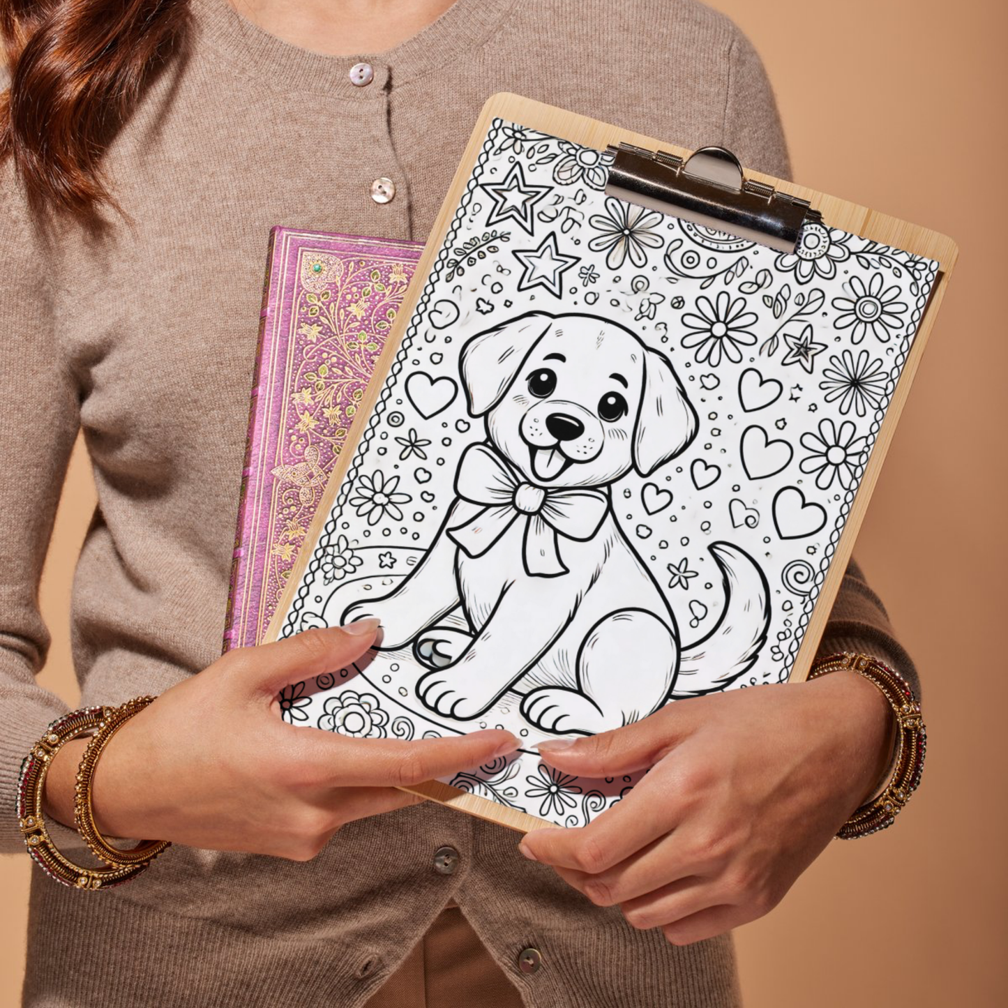 Labrador colouring sheet pack - 5 designs, 20 sheets, dog mum gift, Kids and Adult colouring pack