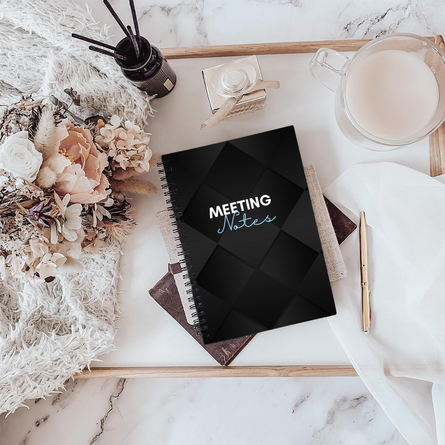 Meeting Notes Book Black A5 or A4, Meeting Agenda Notes, Printed lined inserts, work stationery organiser