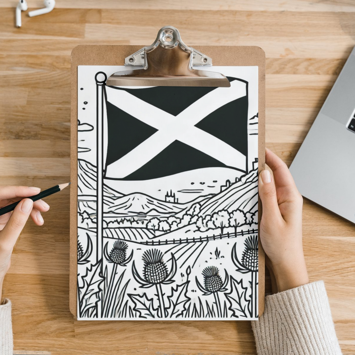 Scotland colouring sheet pack - 5 designs, 20 sheets