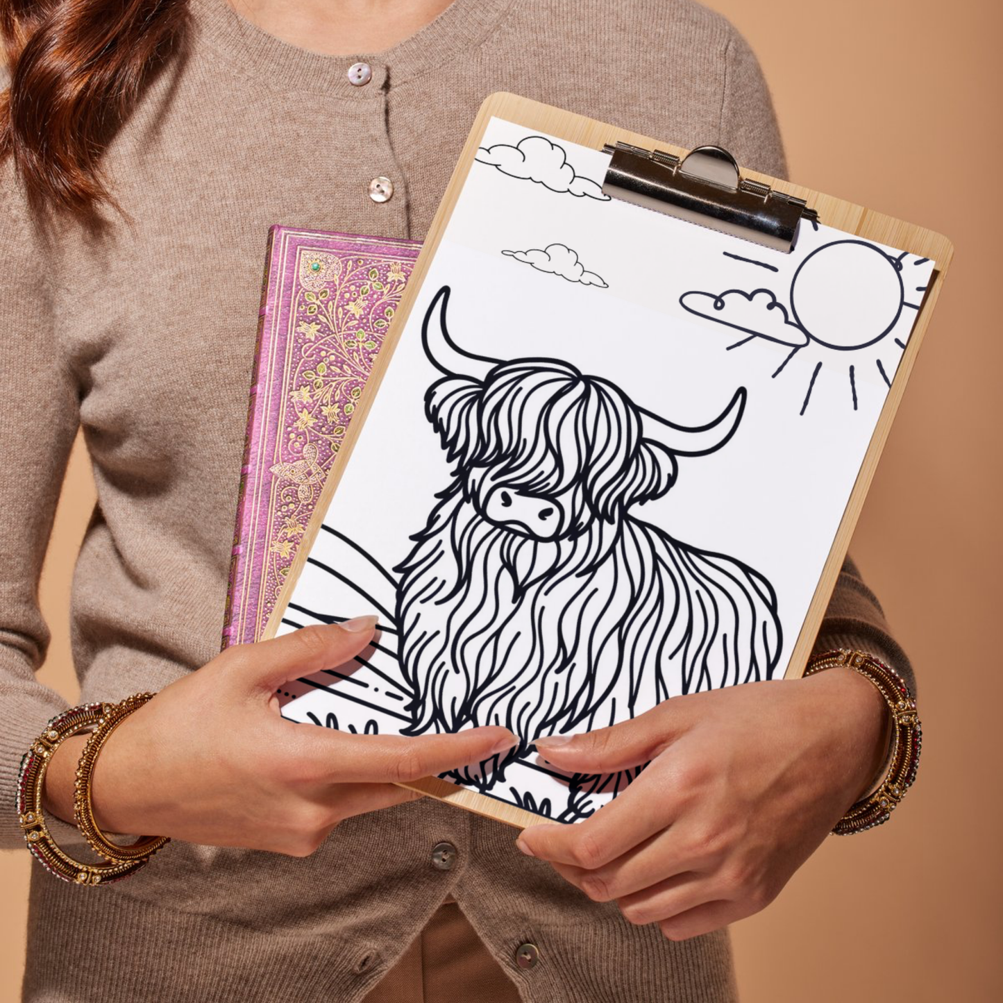 Highland Coo colouring sheet pack - 5 designs, 20 sheets, Scotland gift, Kids and Adult colouring pack, colouring stationery