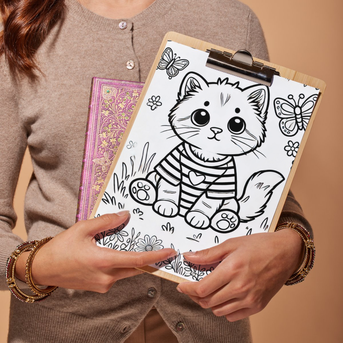Kittens colouring sheet pack - 5 designs, 20 sheets, Kids and Adult colouring pack, cat mum gift