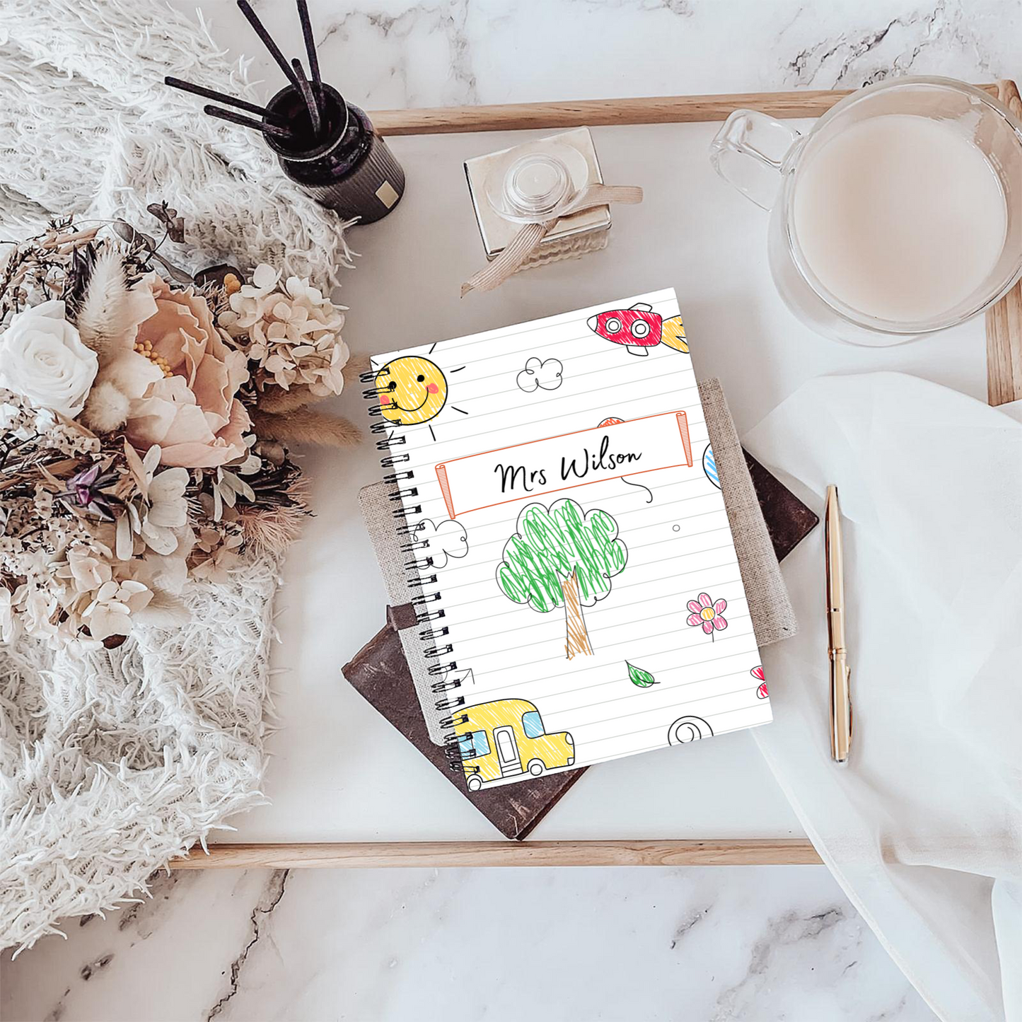 Personalised Teacher/ School Assistant/ Head Teacher Notebook A5 or A4 sizes, End of term gift, Teacher Notebooks stationery