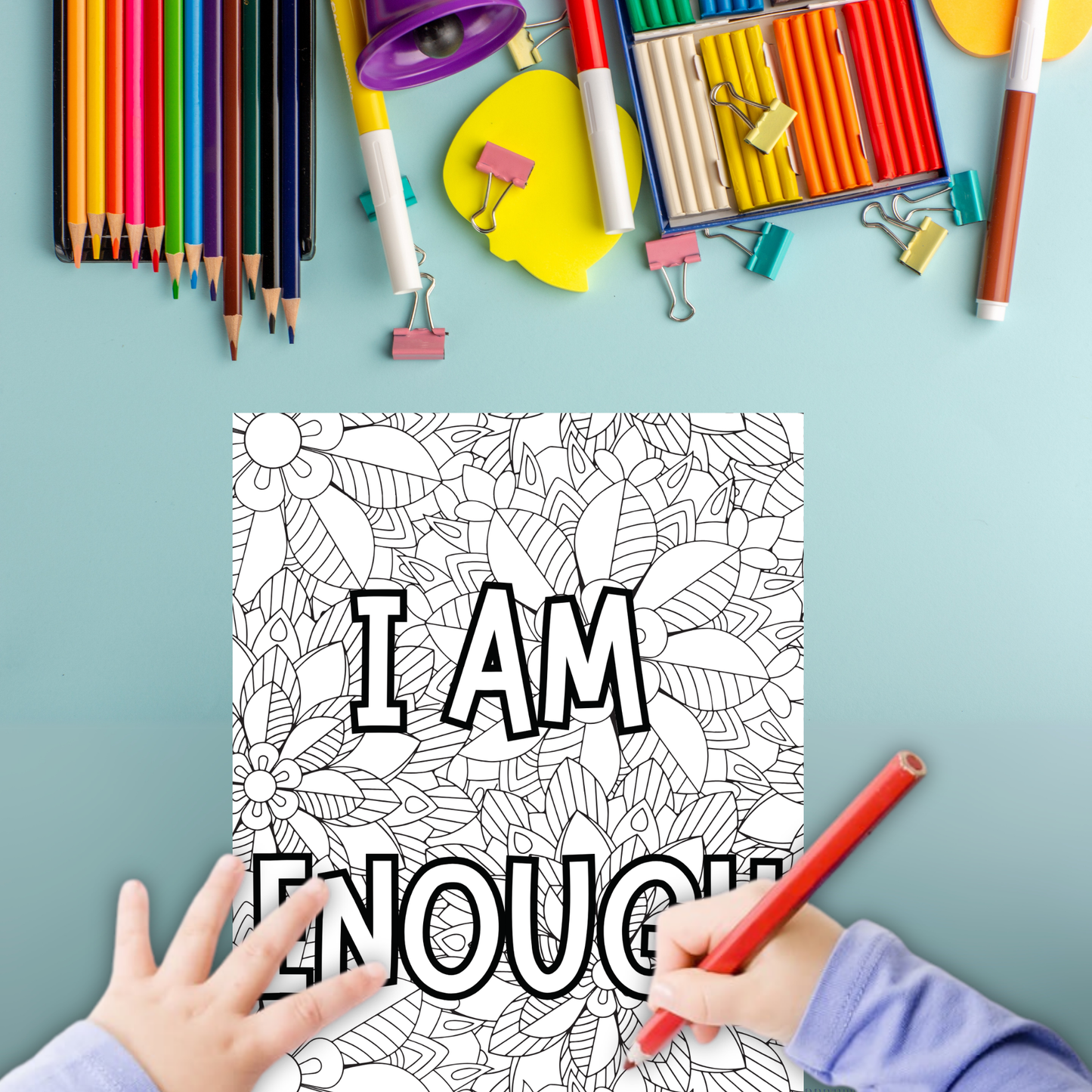 Positive Affirmations colouring sheet pack - 4 designs, 20 sheets, Kids and Adult colouring pack, bespoke colouring sheet stationery