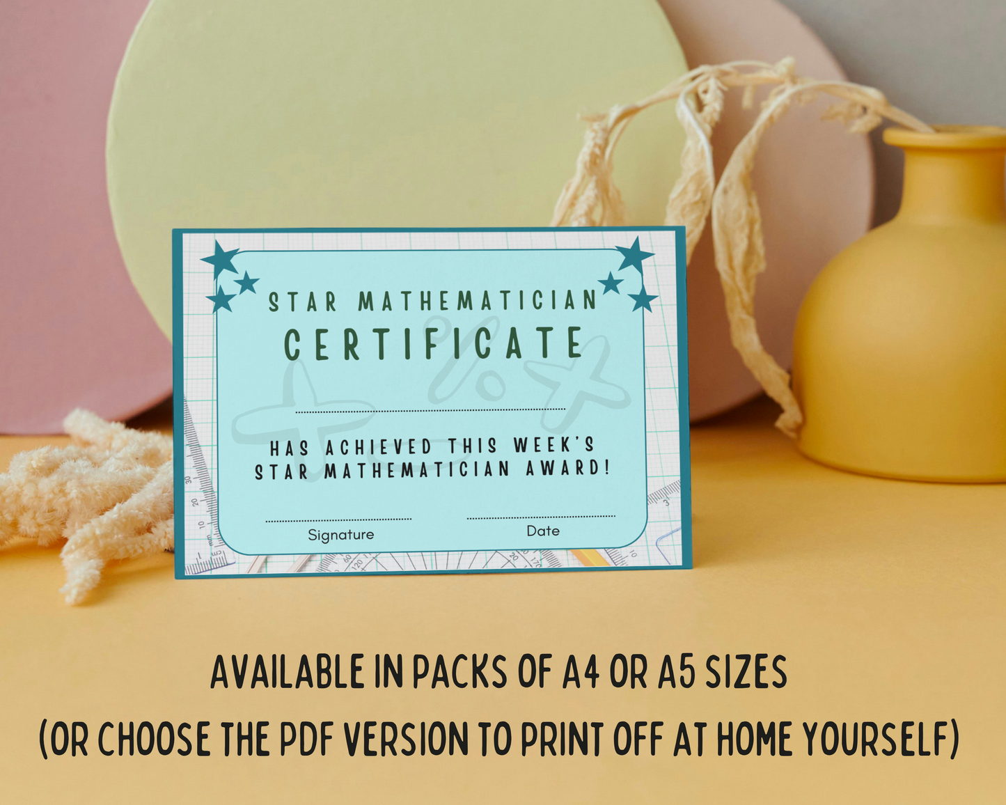 Printed Mathematician of the Week Pupil Award, A4 or A5 certificates, classroom management resources, teacher class resources, home school