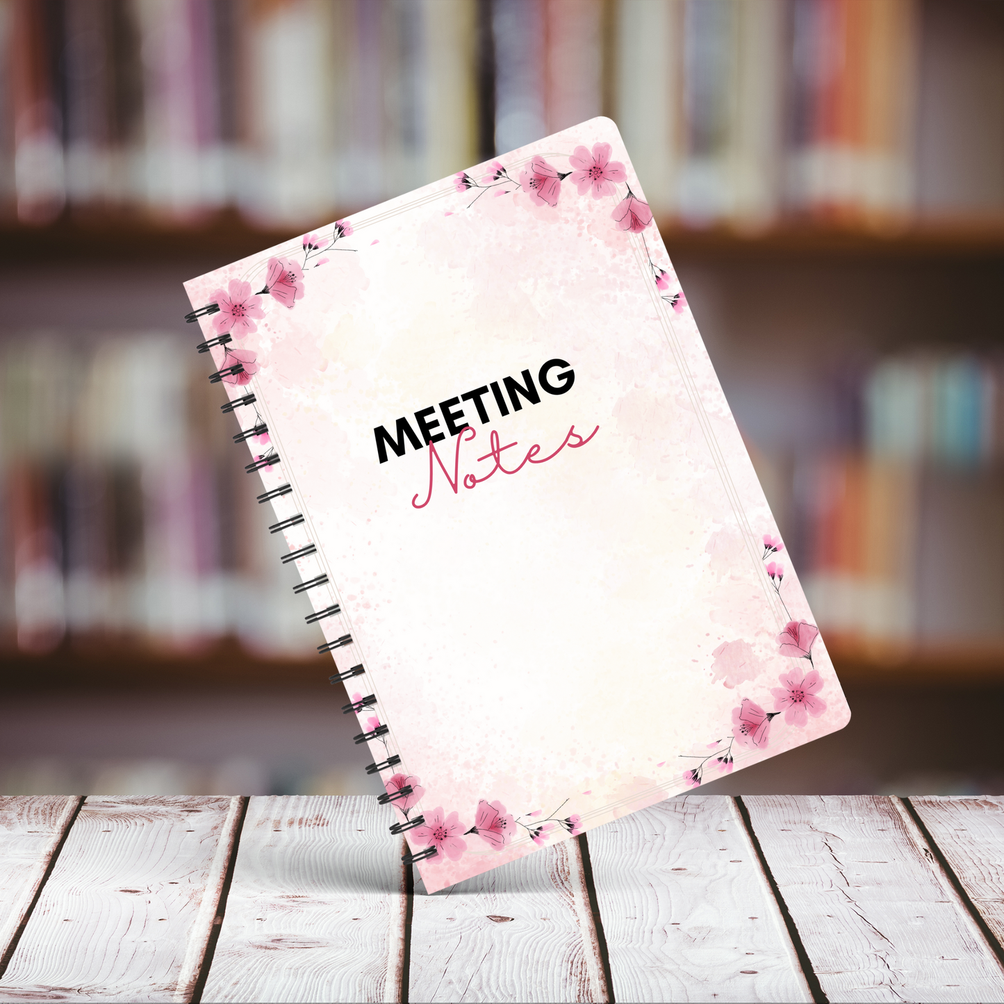 Meeting Notes Book Pink Flowers A5 or A4 - Card Cover, Meeting Agenda Notes, Printed lined inserts, work stationery organiser