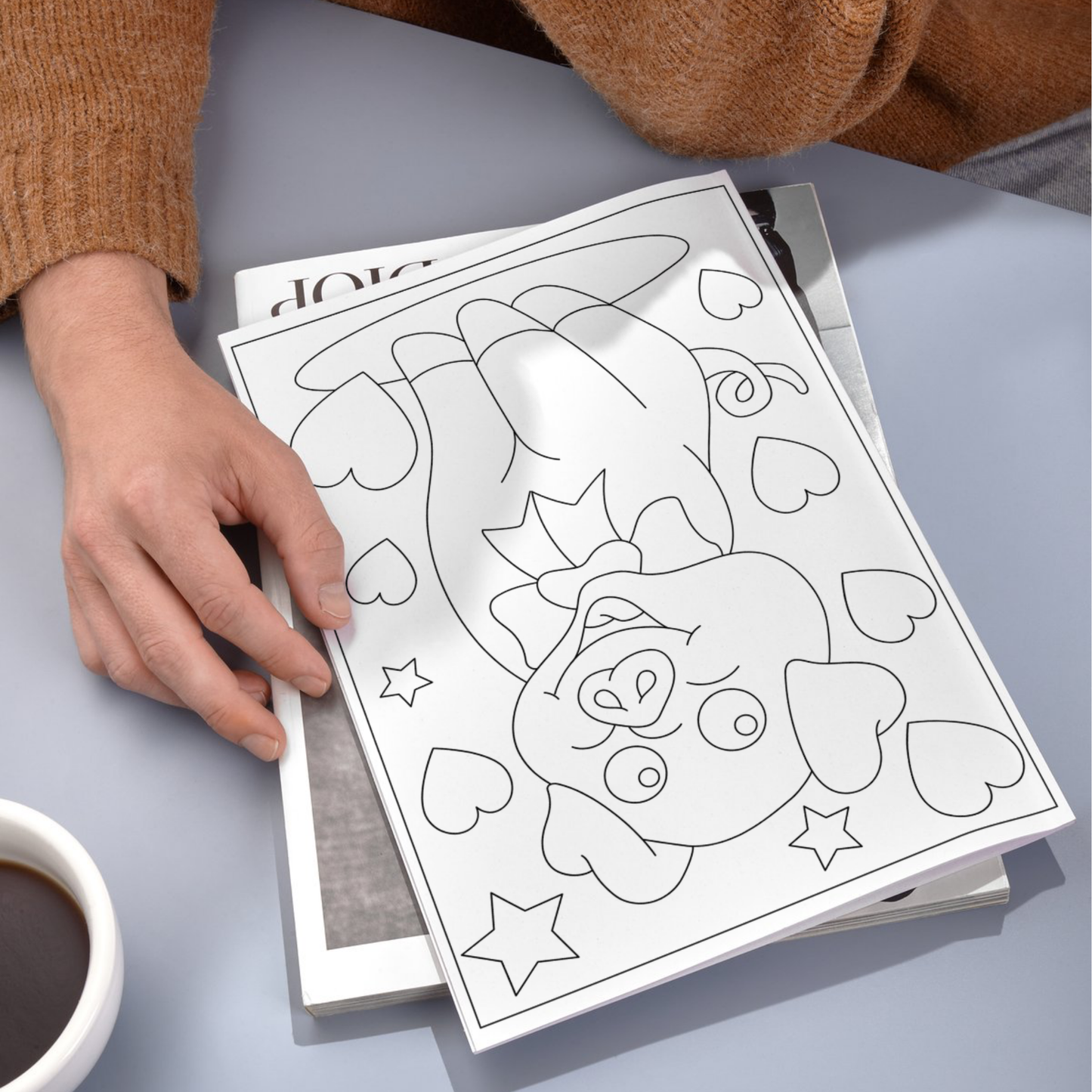 Cute Pigs colouring sheet pack - 5 designs, 20 sheets, Kids and Adult colouring pack, bespoke colouring sheet stationery