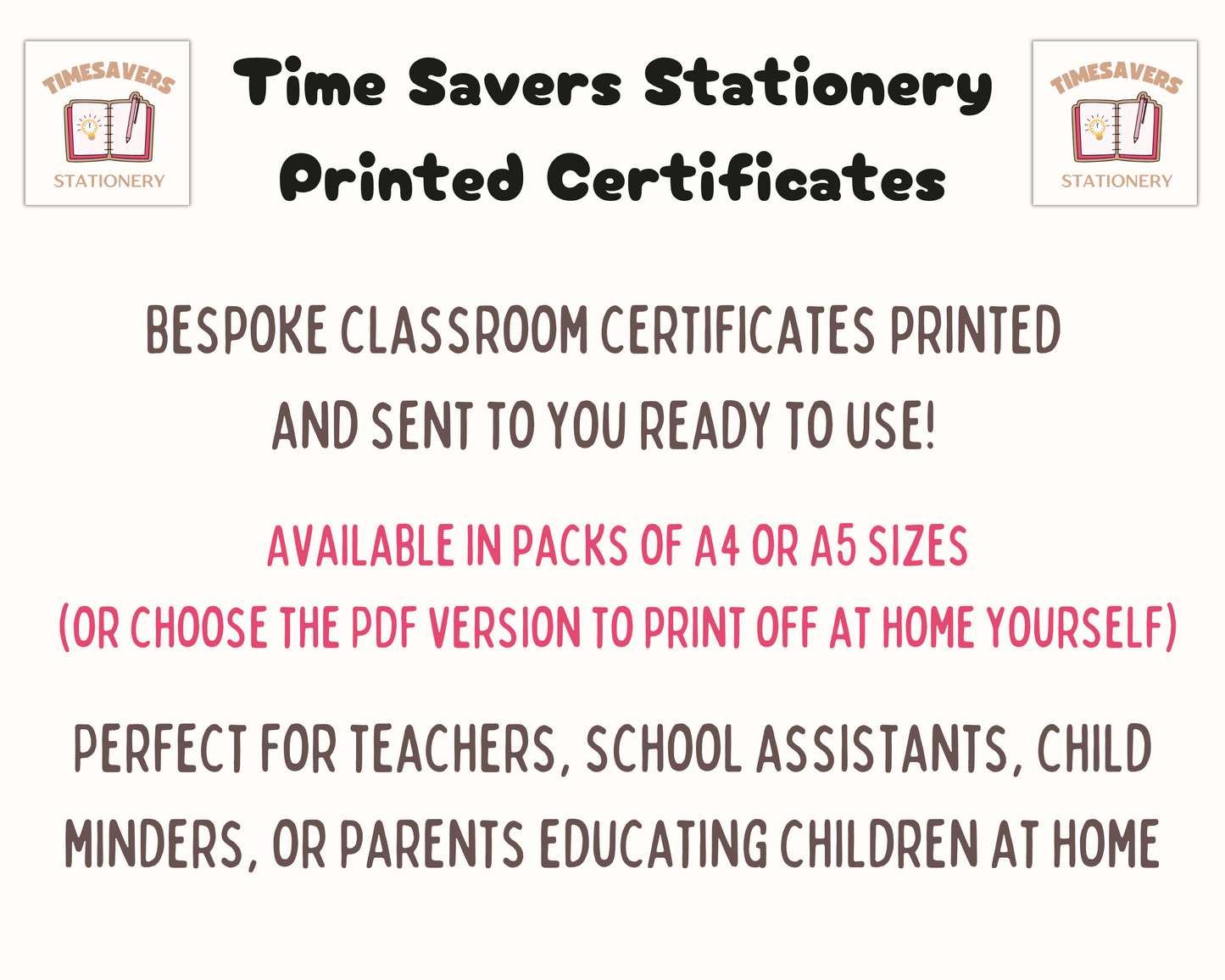 Printed Kindness Award Pupil Certificate, A4 or A5 certificates, classroom management resources, teacher class resources, home school
