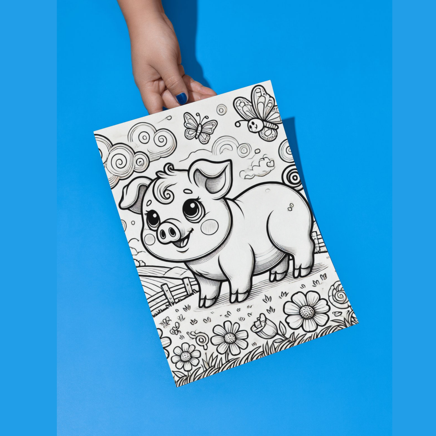 Cute Pigs colouring sheet pack - 5 designs, 20 sheets, Kids and Adult colouring pack, bespoke colouring sheet stationery