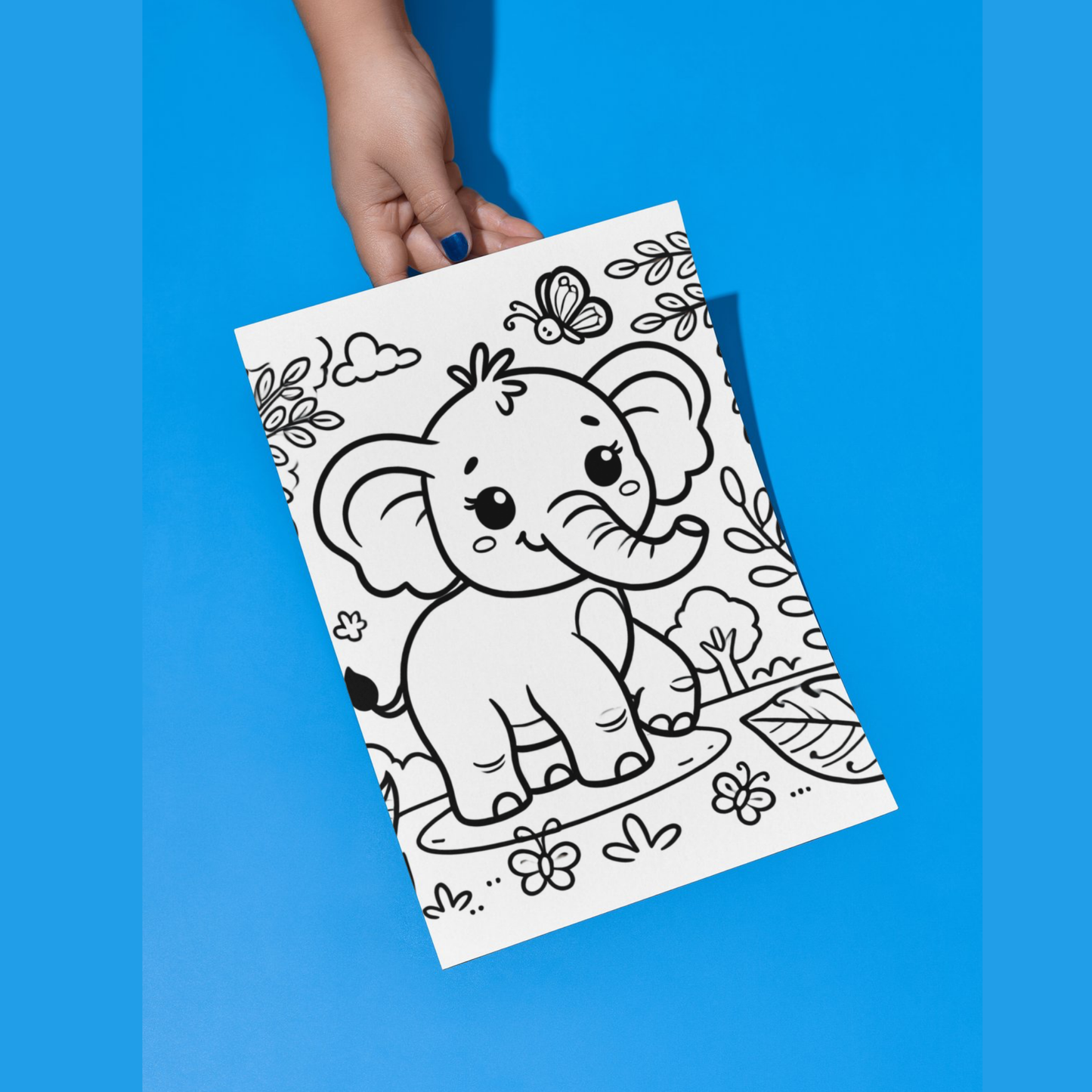 Cute Elephants colouring sheet pack - 5 designs, 20 sheets, Kids and Adult colouring pack, bespoke colouring sheet stationery