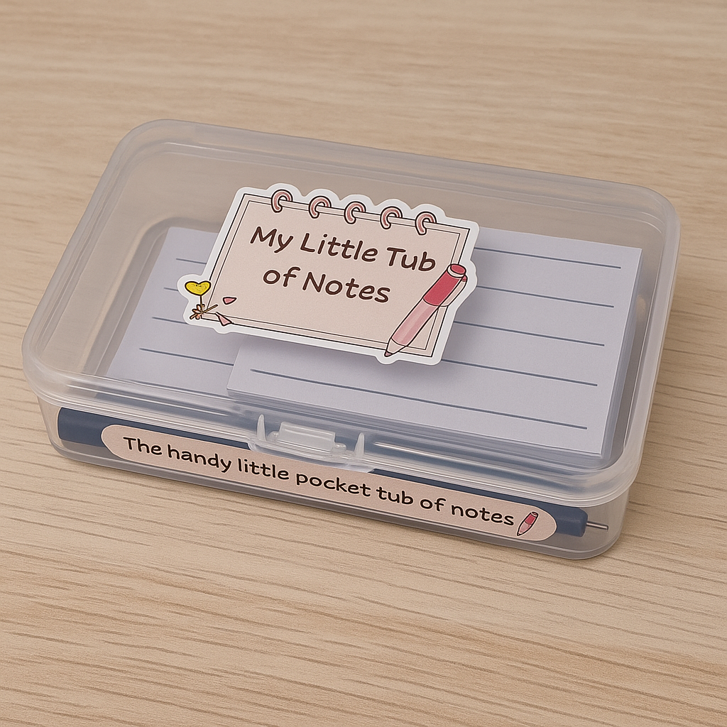 Little Tub of Notes - Handy Notes Tub for on the go, Little Tub of Notes - Handy Notes Tub for on the go, cute stationery gift, mini note tub, gifts for her, back to school gifts