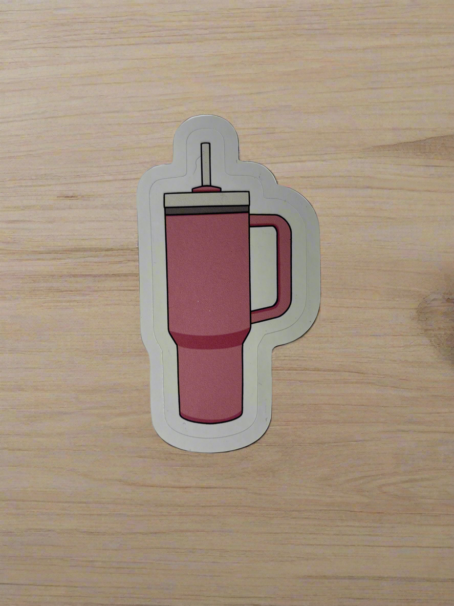 Pink drinking cup individual sticker