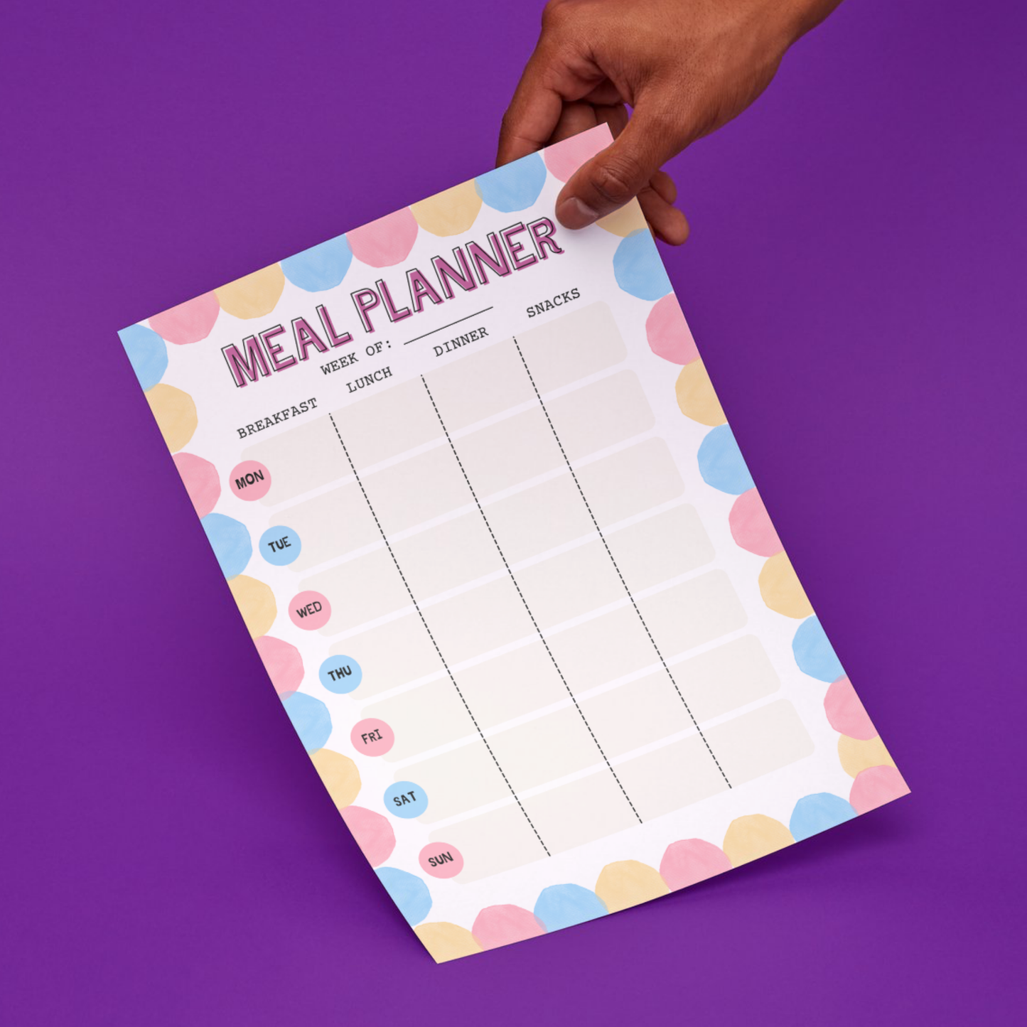 Meal Planning Printed Note Paper - A4 or A5 sizes,  Work Study or Class stationery, Lined paper inserts