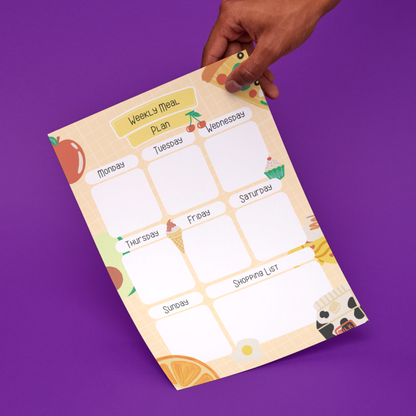 Meal Planning Printed Note Paper - A4 or A5 sizes,  Work Study or Class stationery, Lined paper inserts