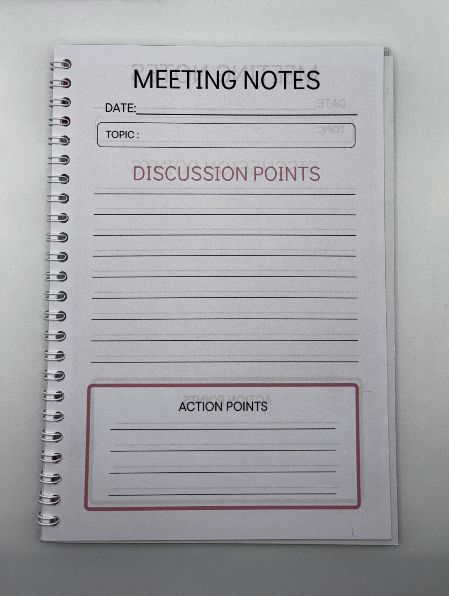 Meeting Notes Book Pink Animal Print A4 - Card Cover