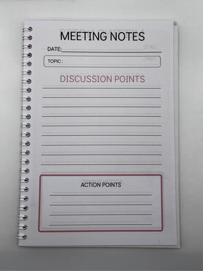 Meeting Notes Book Pink Animal Print A4 - Card Cover