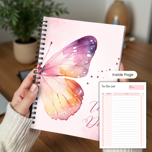 Butterfly Dreams To-Do List Notebook A5 or A4, back to school notebook, work to do list notepad