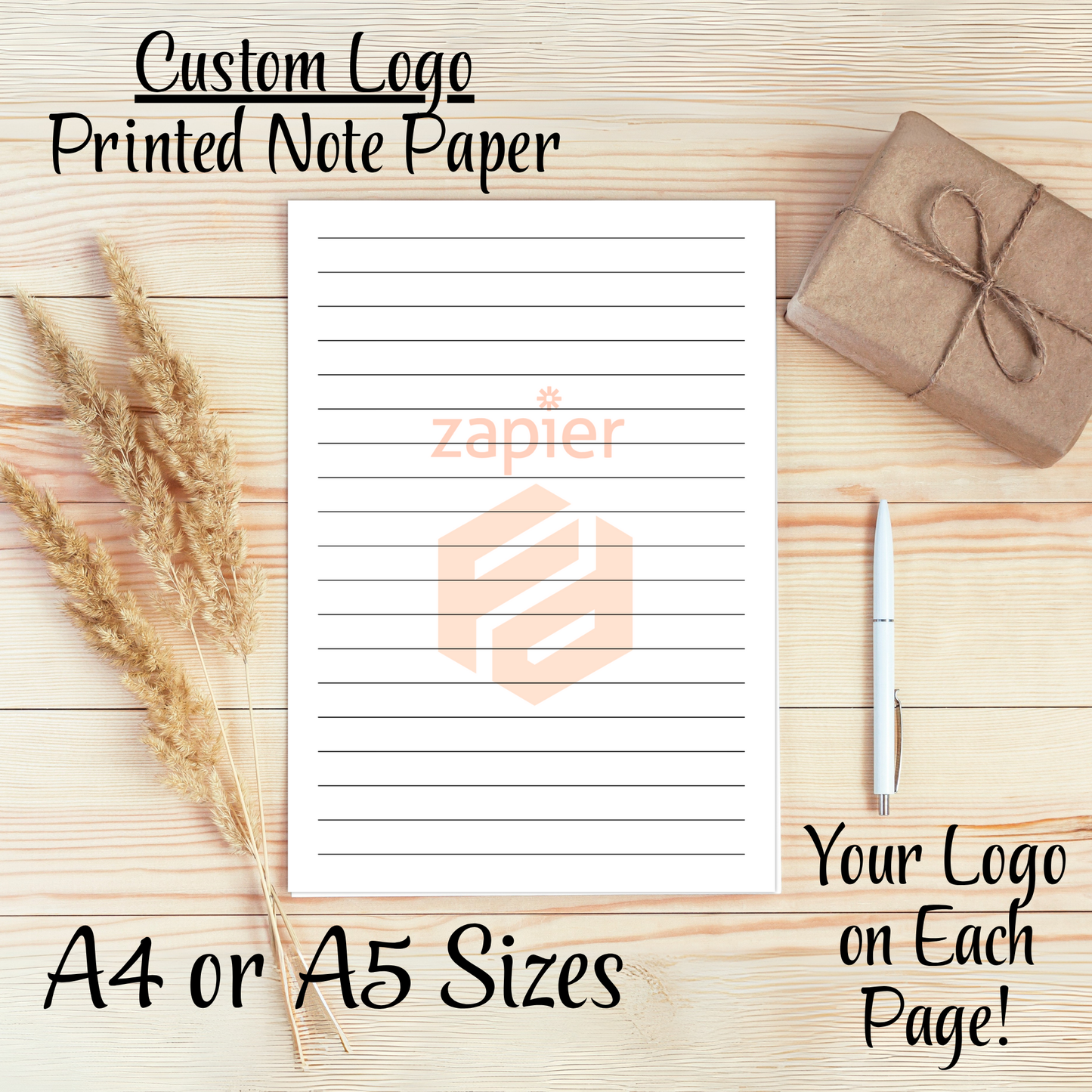 Custom Logo Lined Printed Note Paper - A4 or A5 sizes, Work Study or Class stationery, Lined paper inserts
