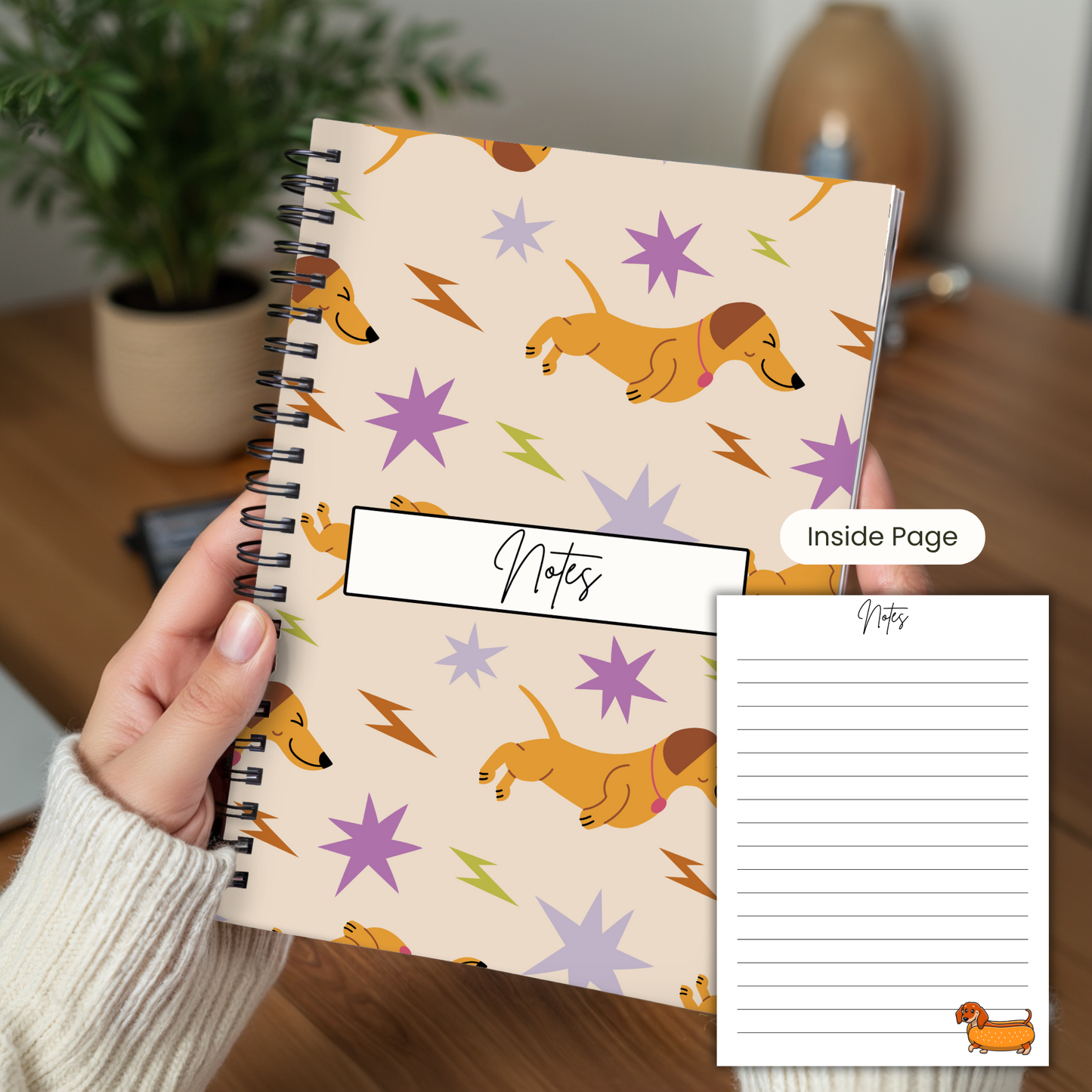 Dachshund Notebook A5 or A4 dog mum gift, Cute notebooks for students and work