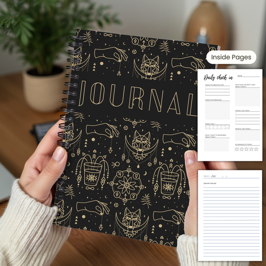 Journal Black/Gold Design A5 or A4, Daily Journal, Manifestation planner, Notebooks