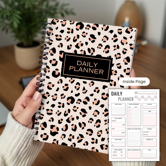 Rose Gold Animal Print Daily Planner A5 or A4 inserts, Floral notebook, Planner notepad, Work student daily planner