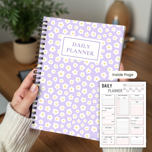Lilac Daisies Daily Planner A5 or A4 inserts, Daily Journal, Work Student Planner