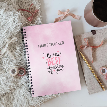 Habit Tracker Pink Notebook A5 or A4 sizes , Habit organiser notebook, Daily journal tracker, Manifest, cute stationery