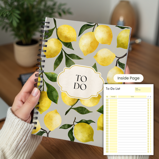 Lemon Zest To-Do List Notebook, A5 or A4 Sizes, back to school notebook, work to do list notepad