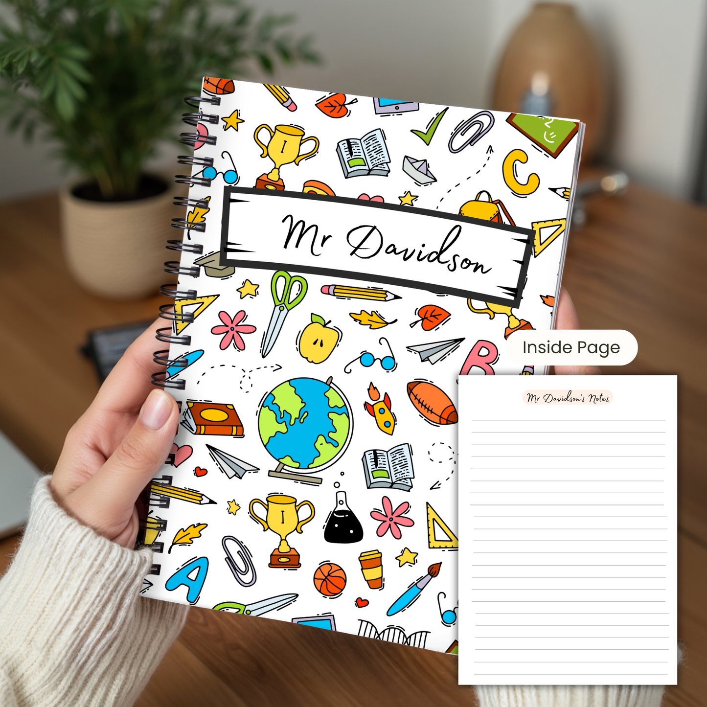 Personalised Teacher/ School Assistant Notebook A5 or A4 sizes, End of term gift, Teacher Notebooks stationery