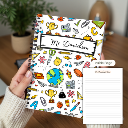 Personalised Teacher/ School Assistant Notebook A5 or A4 sizes, End of term gift, Teacher Notebooks stationery