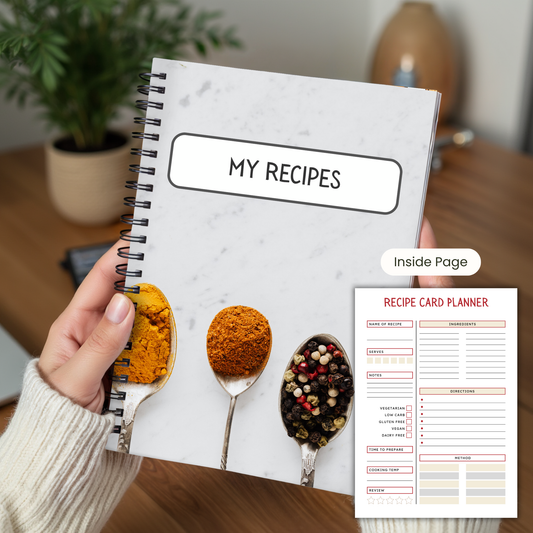 Recipe Card Notebook A5 or A4 size, recipe card insert notebook cute home stationery, Gift for her