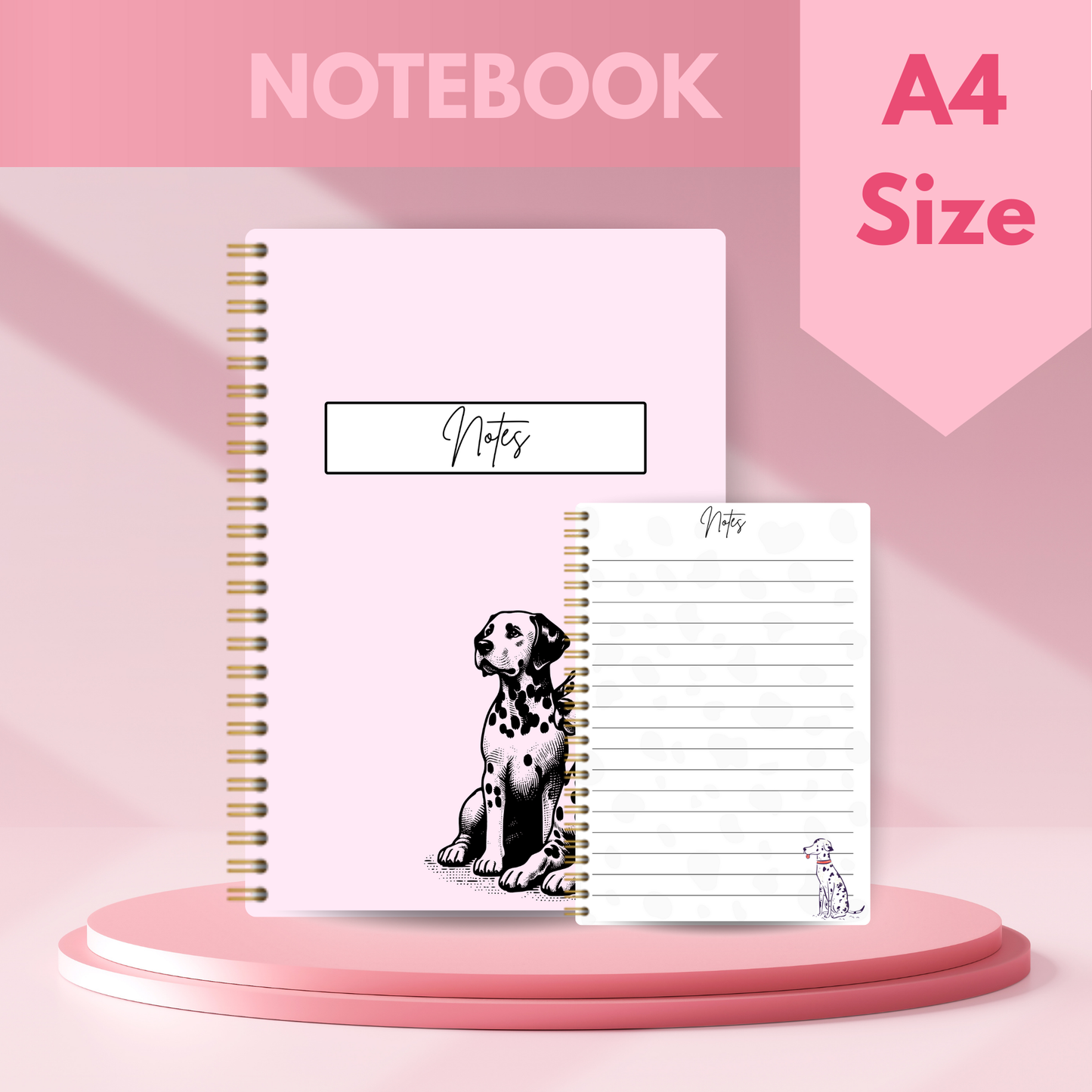 Dalmatian Baby Pink Notebook A4 - Card Cover